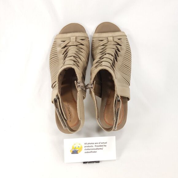 Rockport Slingback Open Toe Heel Sandals Womens Size 6.5 CDT07KH Beige - Picture 6 of 10